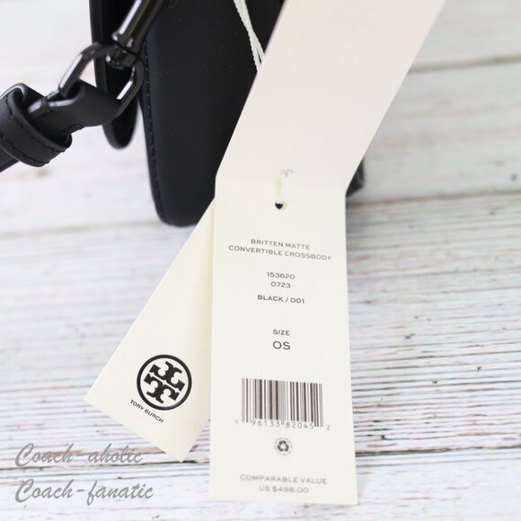 NWT Tory Burch Britten Matte Convertible Crossbody in Black - Picture 7 of 13